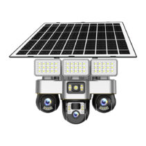 VTS30A 6MP(2MP+2MP+2MP) 4G WIFI Three Lens 3 Screens Outdoor Solar Streetlight Camera 15W Low Power Cam